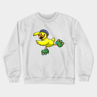 Duck as Skater with Skates & Helmet Crewneck Sweatshirt